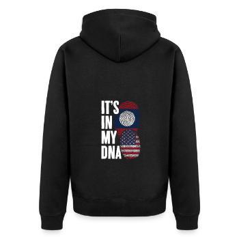 Drôle moitié laotien moitié américain empreinte digitale c’est - Veste à capuche bio Premium Unisexe - noir - Dos - Nico (187cm)