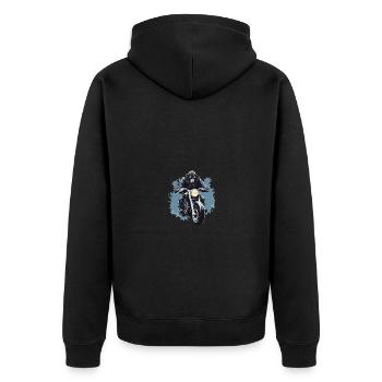 Motorcycle Biker Gorilla - Unisex Premium Organic Zip Hoodie - black - Back - Nico (187cm)