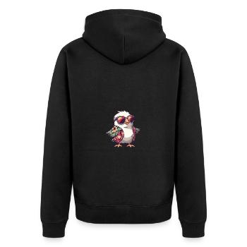 Taube Vogel Comic Urlaub - Unisex Premium Bio Zip Hoodie - Schwarz - Hinten - Nico (187cm)