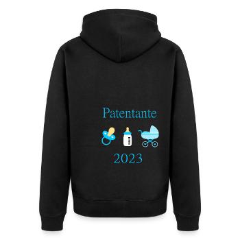 Patentante 2023 Taufe Geburt Junge - Unisex Premium Bio Zip Hoodie - Schwarz - Hinten - Nico (187cm)