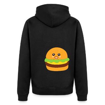 Burger, fast food, essen, kochen - Unisex Premium Bio Zip Hoodie - Schwarz - Hinten - Nico (187cm)