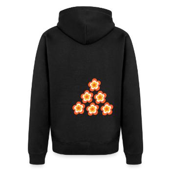 70s Flower Pattern - Unisex Premium Organic Zip Hoodie - black - Back - Nico (187cm)