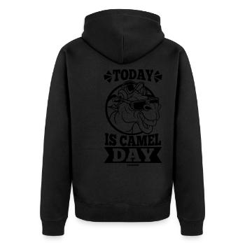 Today Is Camel Day - Unisex Premium Organic Zip Hoodie - black - Back - Nico (187cm)