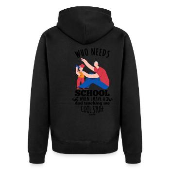 Vater Lehrer lernen Tochter Kind - Unisex Premium Bio Zip Hoodie - Schwarz - Hinten - Nico (187cm)