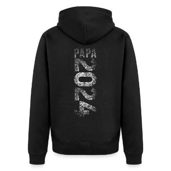 Papa 2024 Dad 24 Vater Baby Papa 2024 - Unisex Premium Bio Zip Hoodie - Schwarz - Hinten - Nico (187cm)