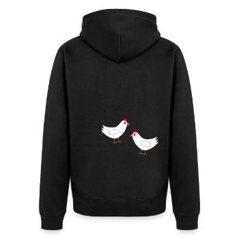 Huhn weiß weiße Hühner Hennen Ostern - Unisex Premium Bio Zip Hoodie - Schwarz - Hinten - Nico (187cm)