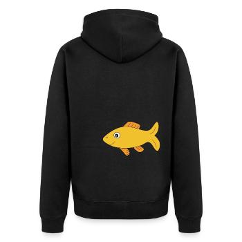 Fisch Shirt Fischmotiv,Angelbekleidung Geschenk - Unisex Premium Bio Zip Hoodie - Schwarz - Hinten - Nico (187cm)
