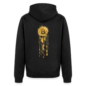 Gold Bitcoin - Unisex Premium Bio Zip Hoodie - Schwarz - Hinten - Nico (187cm)