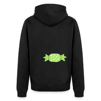 Süßigkeiten Bonbons grün - Unisex Premium Bio Zip Hoodie - Schwarz - Hinten - Nico (187cm)