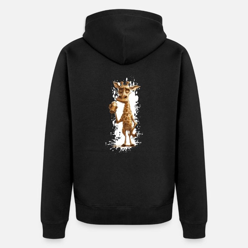 Girafe Bière Drôle - Veste à capuche bio Premium Unisexe - noir