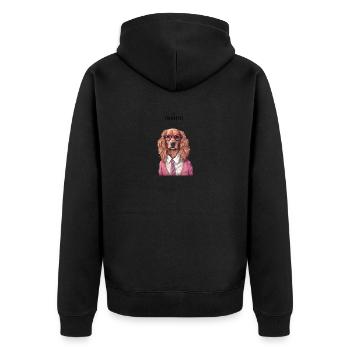 Female Beagle: "My Dog is My Therapist" - Unisex Premium Bio Zip Hoodie - Schwarz - Hinten - Nico (187cm)