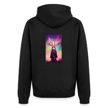 Le lapin-cerf mage - Veste à capuche bio Premium Unisexe - noir - Dos - Nico (187cm)