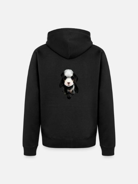 Gesicht Welpen - Unisex Premium Bio Zip Hoodie - Schwarz