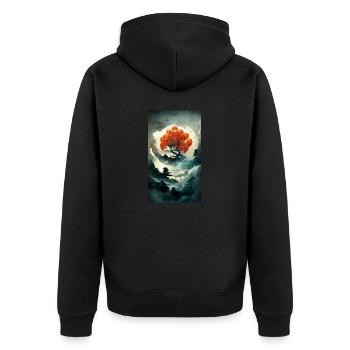 Tree Chinese - Unisex Premium Organic Zip Hoodie - black - Back - Nico (187cm)