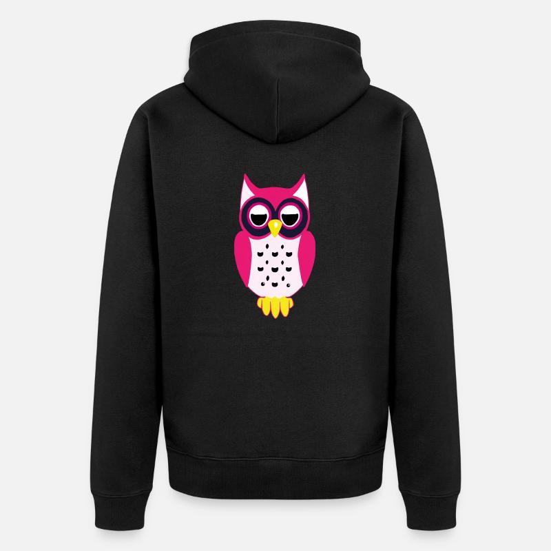 Eule - Unisex Premium Bio Zip Hoodie - Schwarz