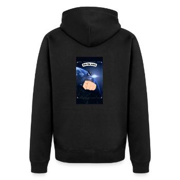 Zeit nur für mich und dich Bekleidung - Unisex Premium Bio Zip Hoodie - Schwarz - Hinten - Nico (187cm)
