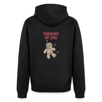 Je pense à toi Voodoo Doll Scary Halloween - Veste à capuche bio Premium Unisexe - noir - Dos - Nico (187cm)