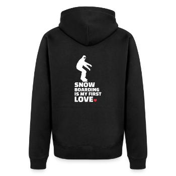 Ich Liebe Snowboarden Stilvolles - Unisex Premium Bio Zip Hoodie - Schwarz - Hinten - Nico (187cm)