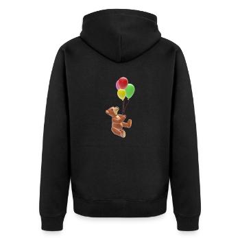 Teddy with colorful balloons - 3D - Unisex Premium Organic Zip Hoodie - black - Back - Nico (187cm)