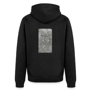 herz aus muscheln - Unisex Premium Bio Zip Hoodie - Schwarz - Hinten - Nico (187cm)