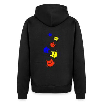 Tête de chat colorée - Veste à capuche bio Premium Unisexe - noir - Dos - Nico (187cm)