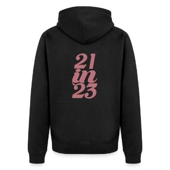 Geschenk zum 21. Geburtstag 21 Jahre alte Männer & Frauen - Unisex Premium Bio Zip Hoodie - Schwarz - Hinten - Nico (187cm)