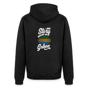 Gabonais Gabon Drapeau gabonais Mon histoire a commencé en - Veste à capuche bio Premium Unisexe - noir - Dos - Nico (187cm)