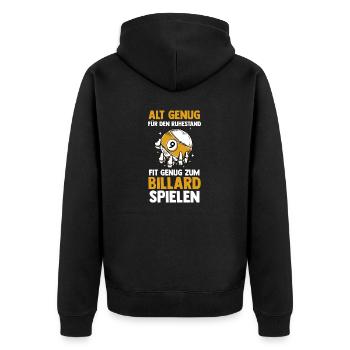 Ruhestand Rentner Rente Billardtisch Billiard Bill - Unisex Premium Bio Zip Hoodie - Schwarz - Hinten - Nico (187cm)