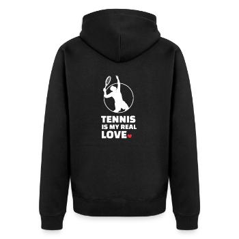 Ich Liebe Tennis - Unisex Premium Bio Zip Hoodie - Schwarz - Hinten - Nico (187cm)