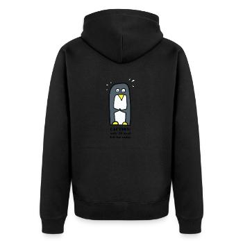 Penguin on a diet - Unisex Premium Organic Zip Hoodie - black - Back - Nico (187cm)