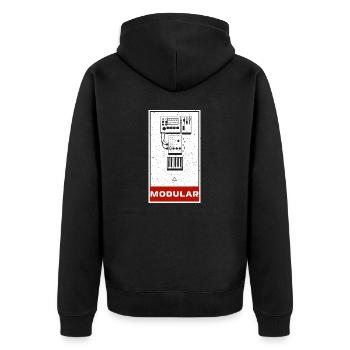 Synthesizer Synth Keyboard Elektronische Musiker - Unisex Premium Bio Zip Hoodie - Schwarz - Hinten - Nico (187cm)