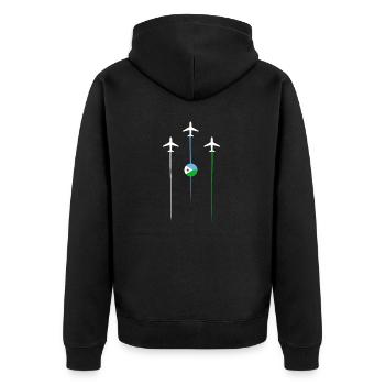 Dschibuti Fluggesellschaft - Unisex Premium Bio Zip Hoodie - Schwarz - Hinten - Nico (187cm)