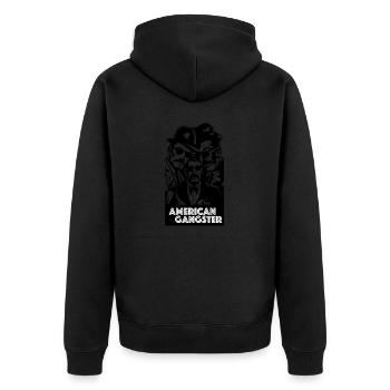 VALEEWEAR- American Gangster - Unisex Premium Organic Zip Hoodie - black - Back - Nico (187cm)