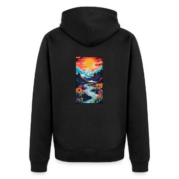 Nature effect Risographie - Unisex Premium Organic Zip Hoodie - black - Back - Nico (187cm)