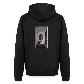 Graues Kopenhagen - Unisex Premium Bio Zip Hoodie - Schwarz - Hinten - Nico (187cm)