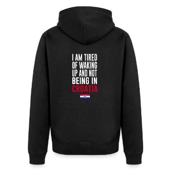 Kroatien kroatische Flagge Spruch - Unisex Premium Bio Zip Hoodie - Schwarz - Hinten - Nico (187cm)