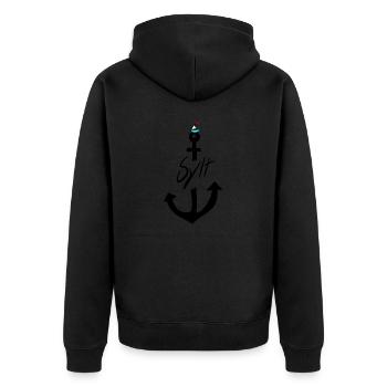 Sylt segeln - Unisex Premium Bio Zip Hoodie - Schwarz - Hinten - Nico (187cm)
