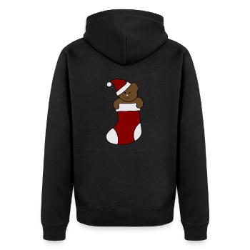 Teddy chaussette père Noël chapeau ours de Noël - Veste à capuche bio Premium Unisexe - noir - Dos - Nico (187cm)