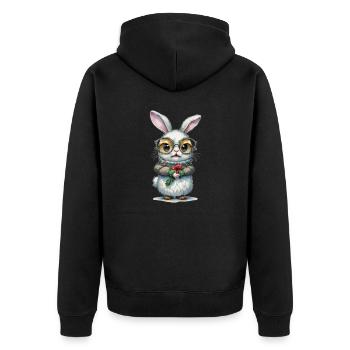 Christmas Rabbit - Unisex Premium Organic Zip Hoodie - black - Back - Nico (187cm)