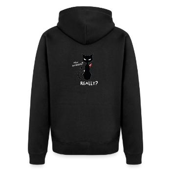 Neuen Freund? - Lustiges Kitty Shirt Design - Unisex Premium Bio Zip Hoodie - Schwarz - Hinten - Nico (187cm)