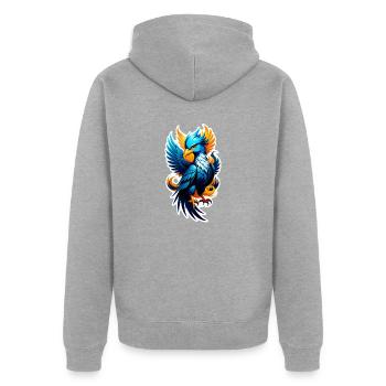 phenix - phoenix - oiseau de feu - Veste à capuche bio Premium Unisexe - gris chiné - Dos - Nico (187cm)
