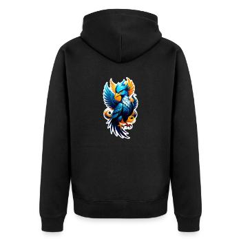 Phönix - Phönix - Feuervogel - Unisex Premium Bio Zip Hoodie - Schwarz - Hinten - Nico (187cm)