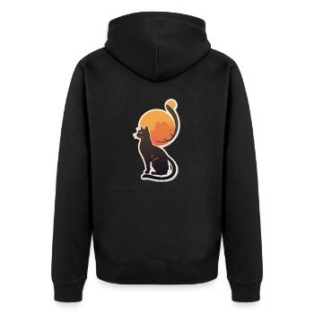Cute Cat Vintage Sunset - Unisex Premium Organic Zip Hoodie - black - Back - Nico (187cm)