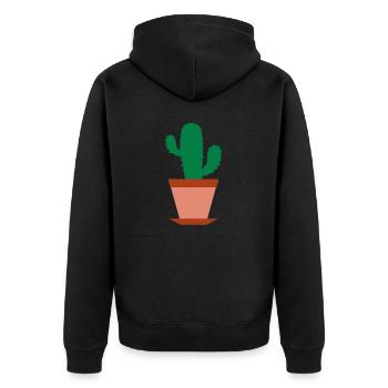 Kaktus - Unisex Premium Bio Zip Hoodie - Schwarz - Hinten - Nico (187cm)