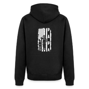 Papa USA Drapeau Père Fête des Pères Militaire Soldat - Veste à capuche bio Premium Unisexe - noir - Dos - Nico (187cm)