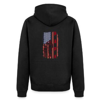 Papa États-Unis Drapeau Père Fête des pères Militaires Soldats - Veste à capuche bio Premium Unisexe - noir - Dos - Nico (187cm)