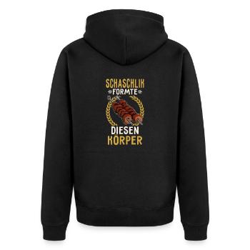 Schaschlik formte diesen Körper Fleisch Grillen - Unisex Premium Bio Zip Hoodie - Schwarz - Hinten - Nico (187cm)