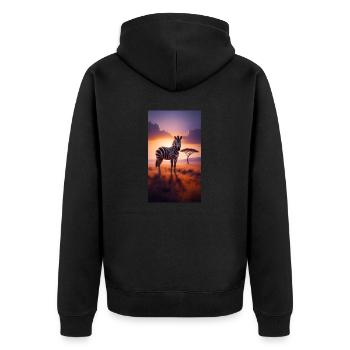 Zebra - Unisex Premium Bio Zip Hoodie - Schwarz - Hinten - Nico (187cm)