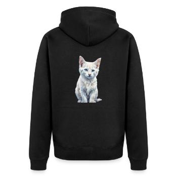 Chaton aux yeux bleus - Veste à capuche bio Premium Unisexe - noir - Dos - Nico (187cm)