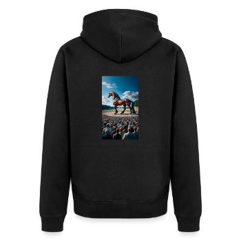 Trotting horse - Unisex Premium Organic Zip Hoodie - black - Back - Nico (187cm)
